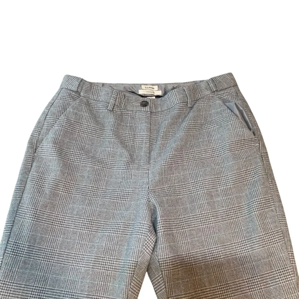 LL Bean Womens Plaid Gray Classic Fit Preppy Trouser Office Pants 10P Career
